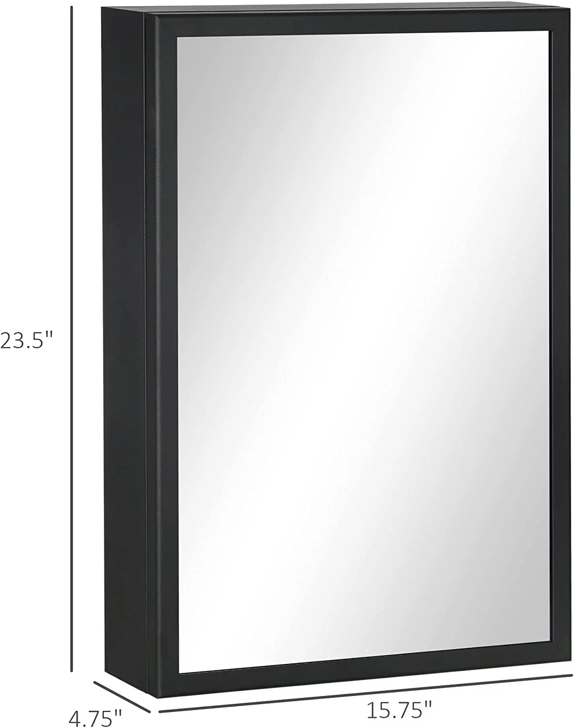Wall-Mounted Medicine Cabinet with Mirror, Stainless Steel Bathroom Mirror Cabinet Wall Mounted with Storage Shelves for Living Room and Laundry Room, Black