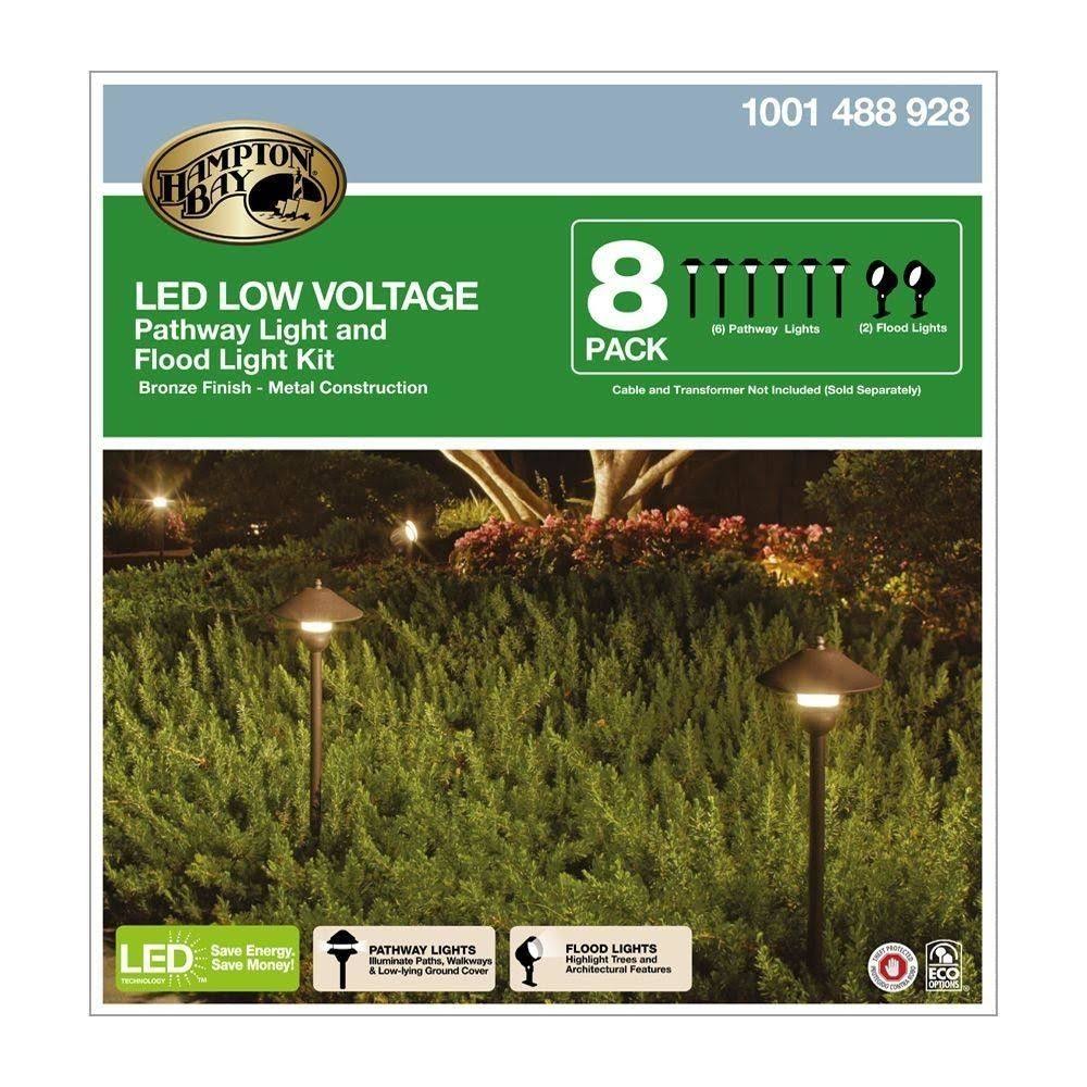 Hampton Bay Low-Voltage Bronze Outdoor LED Landscape Path Light Kit 8-pack