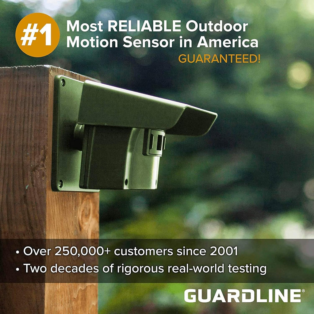 Guardline Wireless Driveway Alarm - 4 Motion Detector Alarm Sensors & 1 Receiver, 1/4 Mile Range, Weatherproof Outdoor Security Alert System for Home & Property