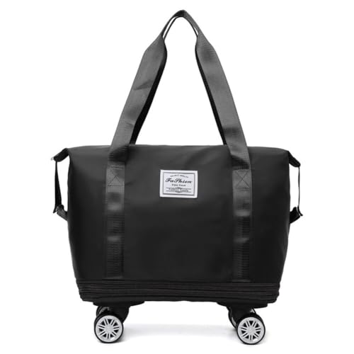 Rolling Duffle Bag with Wheels and Handle Foldable Travel Bag Expandable Carry on Bag with Detachable Casters Wheeled Weekender Bag for Women & Men - Purple