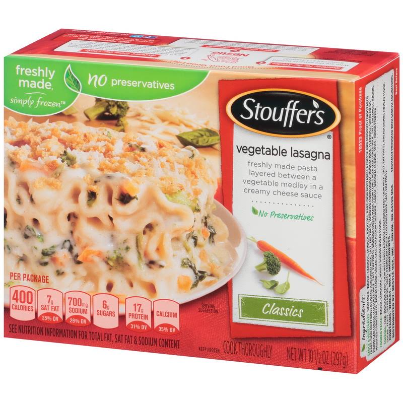 Stouffer's Vegetable Lasagna Meal 10.5 oz, Pack of 12