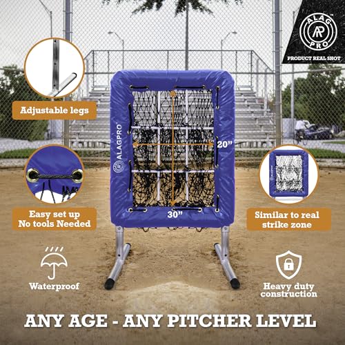 ALAGPRO? The Original 9 Hole Pitching Net with Strike Zone Pocket | Pitching Target for Baseball & Softball Pitchers