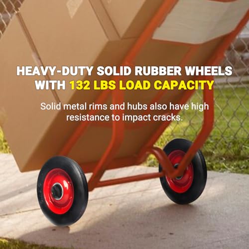 (2-Pack) AR-PRO 6?? x 1.5?? Flat Free Solid Rubber Wheel Assemblies - Replacement Hand Truck Wheels with Ball Bearings and 5/8?? Bore Hole Diameter - Heavy-Duty Solid Rubber Wheels 132 lbs Load Capacity