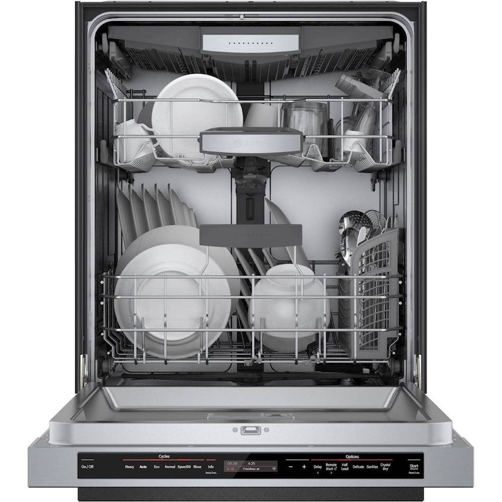 Bosch - 800 Series 24 Top Control Built-In Dishwasher with CrystalDry, Stainless Steel Tub, 3rd Rack, 42 dBa - Stainless steel