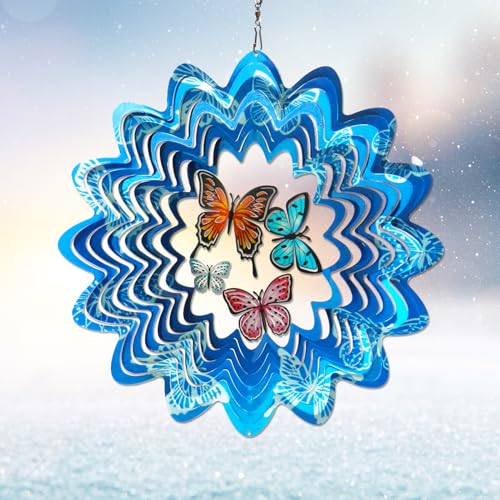 Hummingbird Wind Spinner - Hummingbird Gift for Women Men, Metal Wind Spinners for Outdoor & Indoor Decoration 12in 3D Hanging Bird Wind Catcher Unique Garden Decor Kinetic Yard Art Ornament