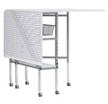 Sew Ready Mobile Folding Height Adjustable Quilting Fabric Cutting Table with Sewing Board Grid and Storage in Silver/White Top