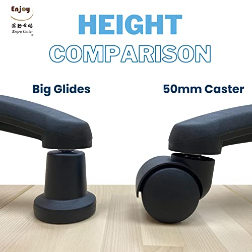 Enjoy Caster | 2.5 Inch Office Chair Casters for Herman Miller Aeron Steelcase Leap Chair | Dual Injection Polyurethane Wheels for Hardwood Floors | Universal Stem Size 7/16 Chairs (6506BUB-23)