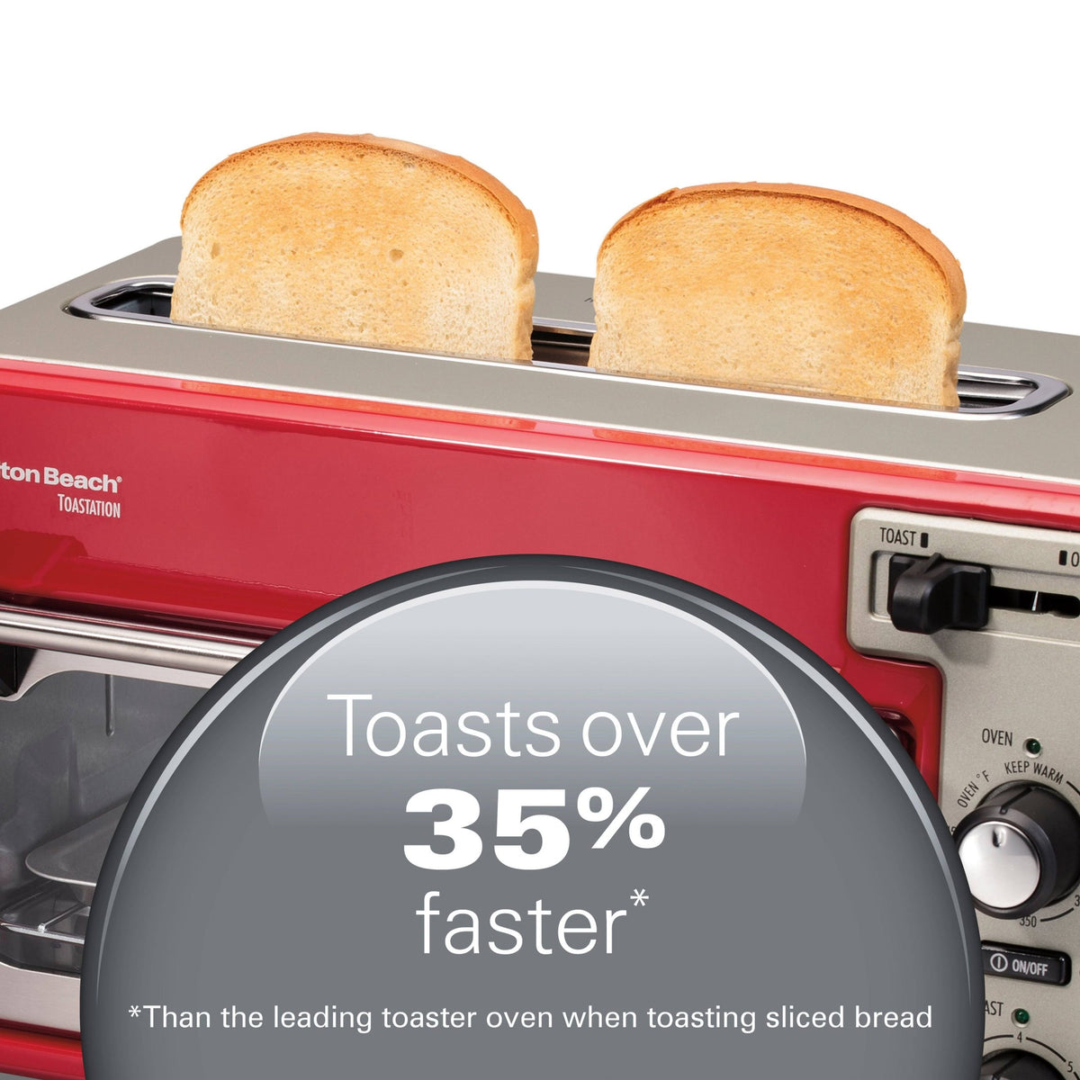 Hamilton Beach - Toastation 2-Slice Countertop Toaster and Toaster Oven - Red 22724