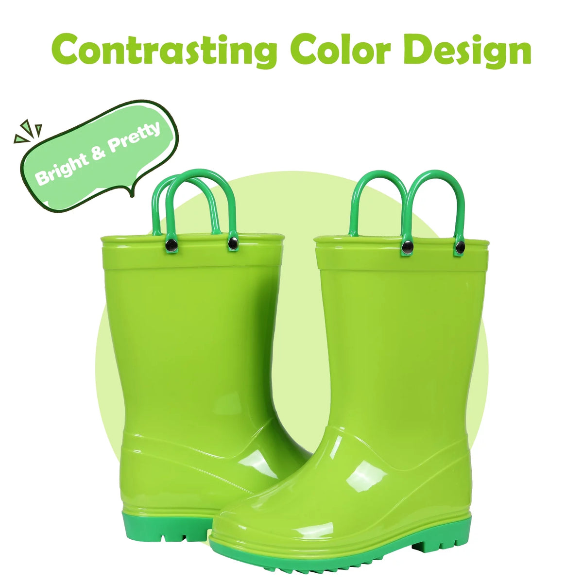 Litfun Toddler Kids Rain Boots for Boys Girls, Size 8 Toddler, Green