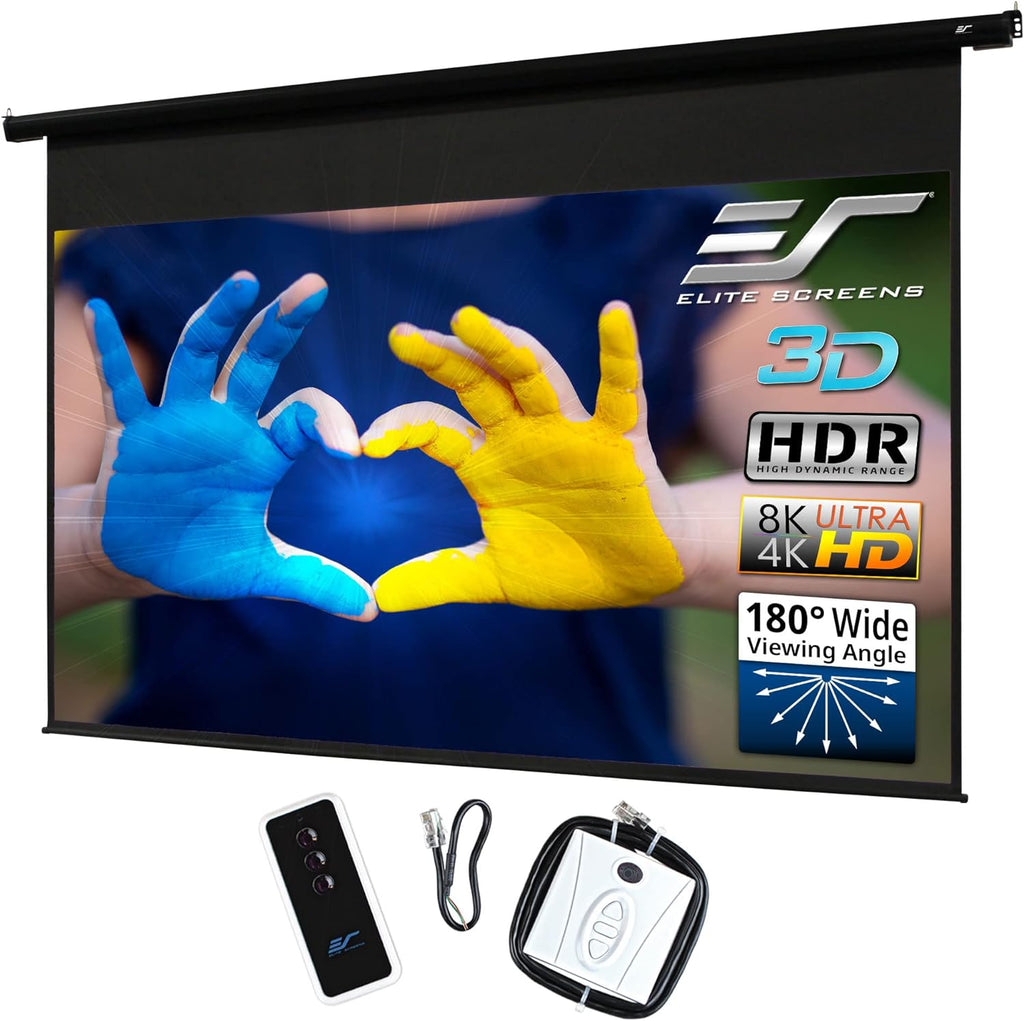 Elite Screens 150 Spectrum Electric Motorized Projector Screen Diag 16:9, 4K/8K Ready Drop Down