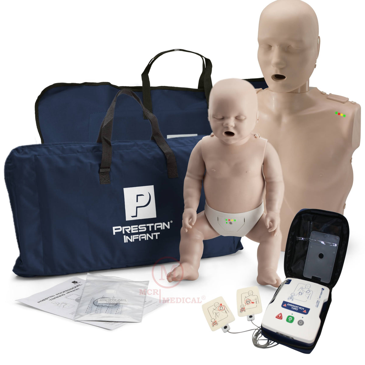 Adult and Infant CPR Manikin Kit with feedback, Prestan UltraTrainer, and MCR Accessories