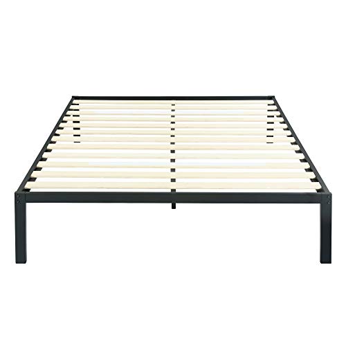 PrimaSleep 18 Inch Tall Heavy Duty Steel Slat Bed Frame/Anti-Slip Support/Easy Assembly Mattress Foundation/No Noise/No Box Spring Needed/Full/Black