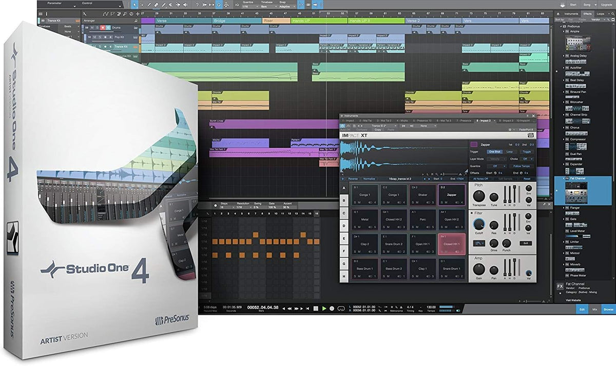 PreSonus AudioBox 96 Audio Interface (May Vary Blue or Black) Full Studio Bundle with Studio One Artist Software Pack with Eris 4.5 BT Pair Studio Bluetooth Monitors and 1/4?? Instrument Cable
