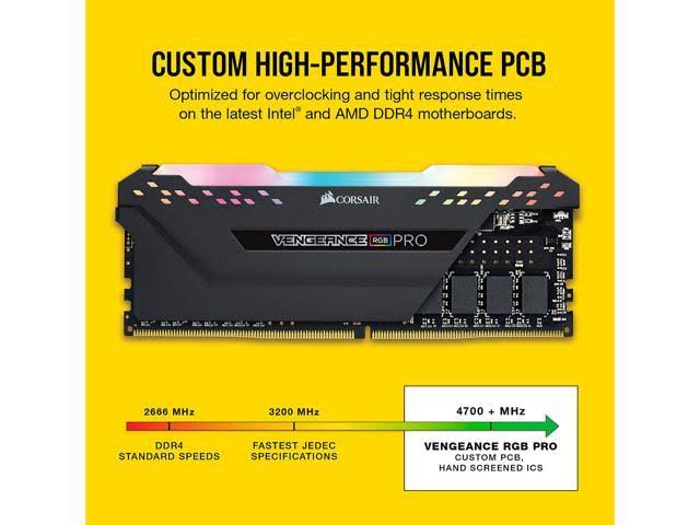 Corsair Vengeance RGB Pro 32GB (2x16GB) 2666 C16 DDR4 Desktop Memory - Black