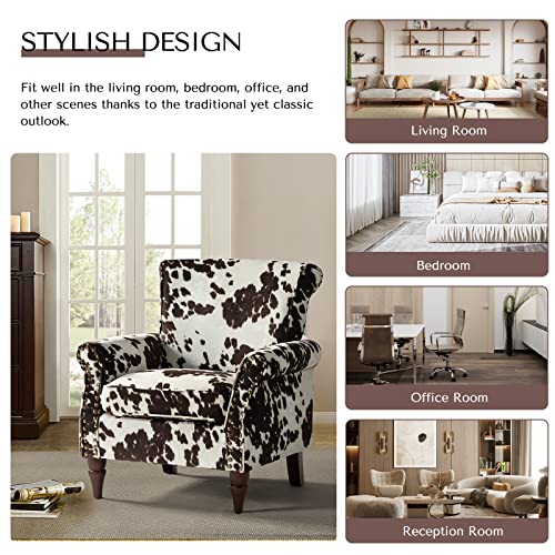 HULALA HOME Modern Wingback Accent Chair with Wood Legs & Removable Cushion, Comfy Upholstered Armchair with Nailhead Trim, Floral Pattern Single Sofa Chair for Living Room Bedroom, Blue