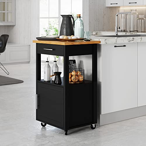 Shintenchi Kitchen Island Cart with Storage,Rolling Side Table on Wheels with Large Worktop, Cabinet,Towel Rack and Drawers for Kitchen,Dinning Room, White