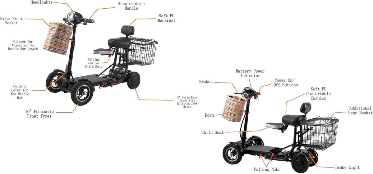 Generic 2022 New United Mobility City Slicker Battery Powered Mobility Scooter Heavy Duty Lightweight Folding 17 Miles Range Scooter (White)