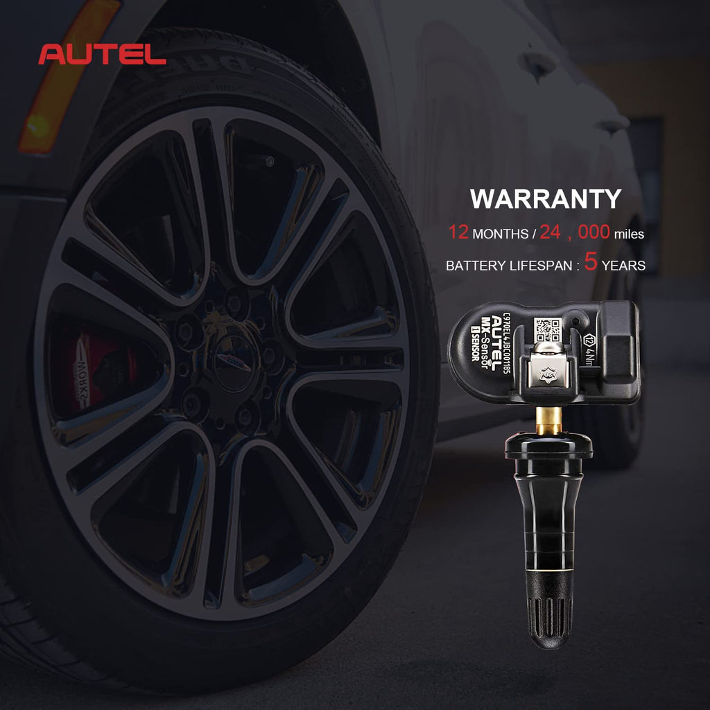 Autel TPMS Sensor MX-Sensor TPS218-315MHz+433MHz 2 in 1 Dual Frequency Replaced OEM Tire Pressure Sensor Universal Programmable Screw-in Sensor Sets of 4 (Rubber Valves)