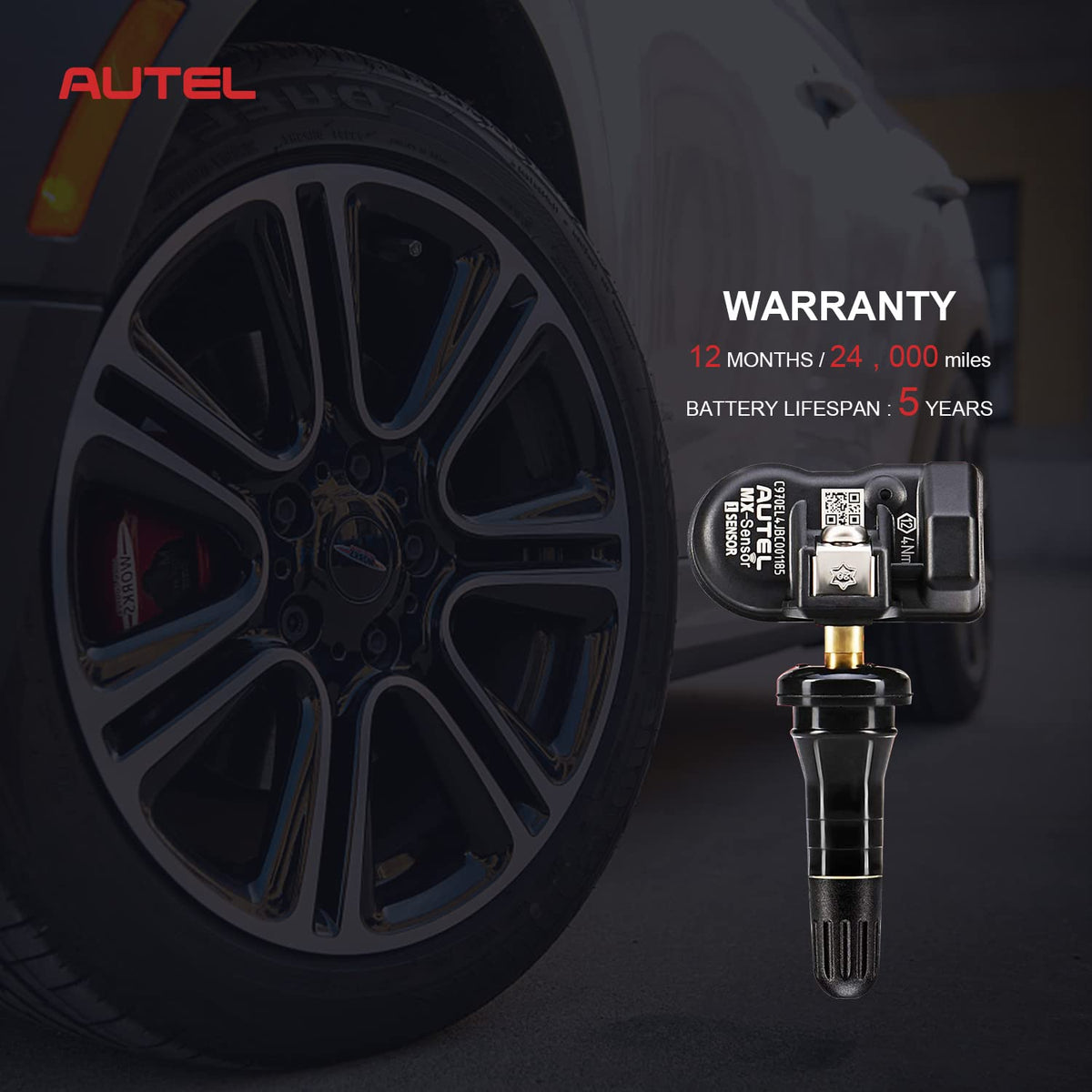 Autel TPMS Sensor MX-Sensor TPS218-315MHz+433MHz 2 in 1 Dual Frequency Replaced OEM Tire Pressure Sensor Universal Programmable Screw-in Sensor Sets of 4 (Rubber Valves)