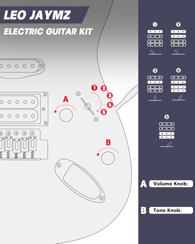 Leo Jaymz 39 Full Size ST Style Electric Guitar Starter Kit with SSH Pickup, 5W Portable Amp, Tuner, Gig Bag, Strap & Accessories (Violet Ocean)