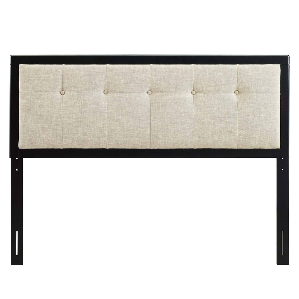 Modway Draper Tufted Queen Fabric and Wood Headboard - Walnut Charcoal