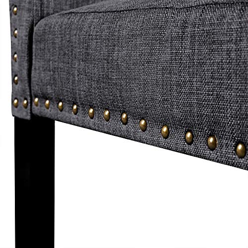 Yaheetech Upholstered Parsons Dining Chairs Set of 6, Fabric Dining Room Chairs Side Chair with Nailhead Trim and Wood Legs for Living Room, Padded Chairs, Khaki(3 Package)