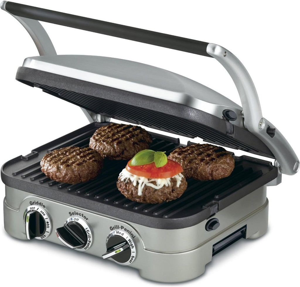 Cuisinart 5-in-1 Grill Griddler Panini Maker Bundle with Waffle Attachment (GR-4N) - Includes Grill and Waffle Plates