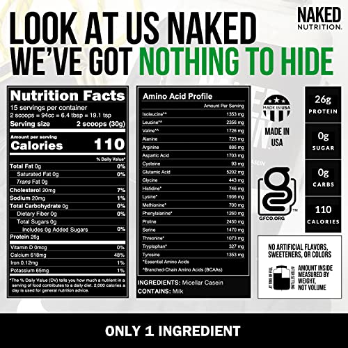 NAKED nutrition Naked Casein - Vanilla Micellar Casein Protein - 5 Pound Bulk, Gmo-Free, Gluten-Free, Soy-Free, Preservative-Free - Stimulate Muscle Growth - Enhance Recovery - 61 Servings