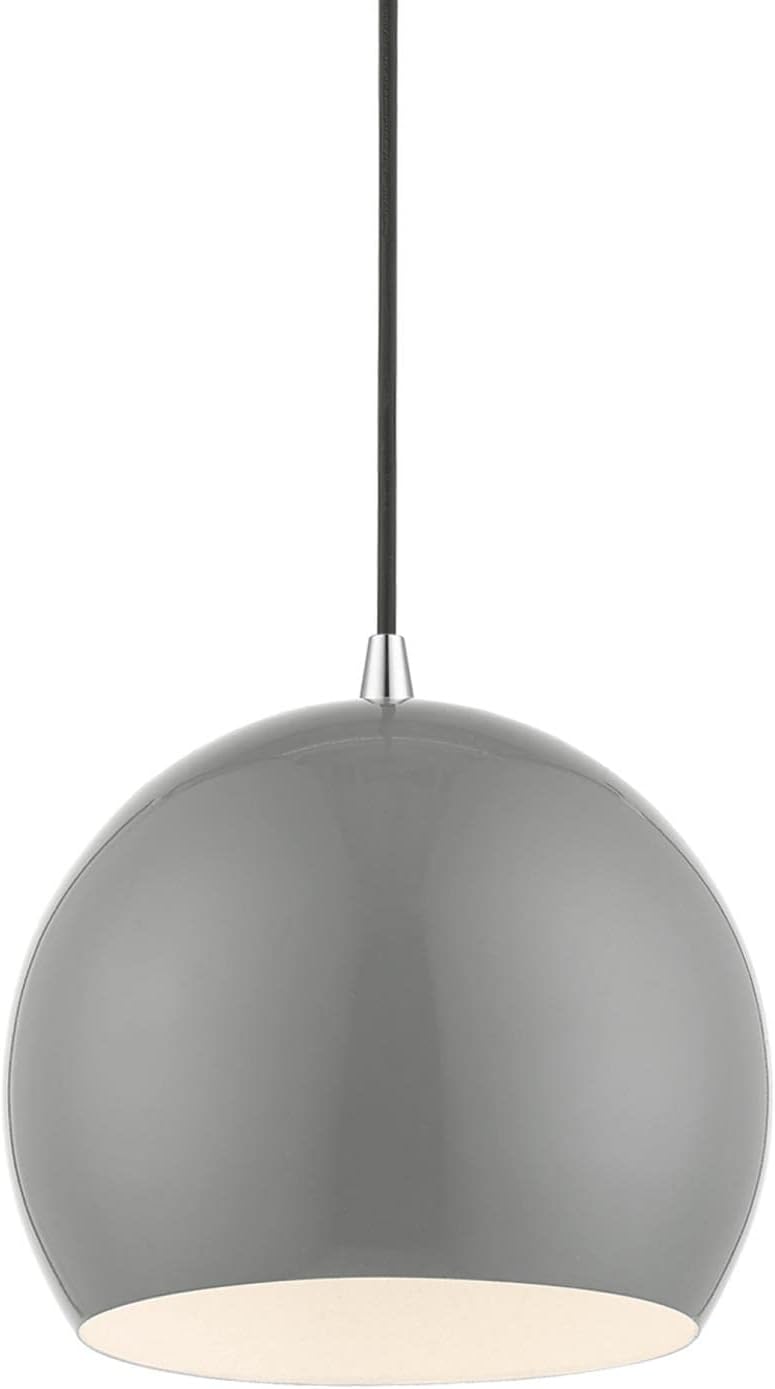 Livex Lighting Piedmont - 1 Light Globe Pendant in Industrial Style-15 Inches Tall and 10 Inches Wide-Shiny Light Gray/Polished Chrome