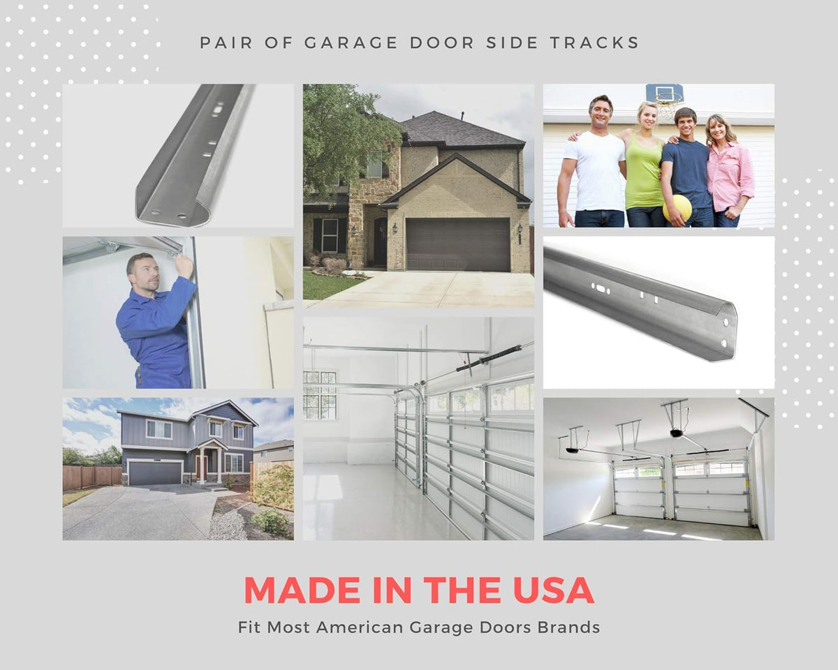 Garage Door Vertical Track Replacement ?C Set of Left and Right for 7 Foot Tall - Garage Door Rails Galvanized Steel Hardware Door Rails for Residential/Light Commercial Side Tracks for 2-inch Rollers