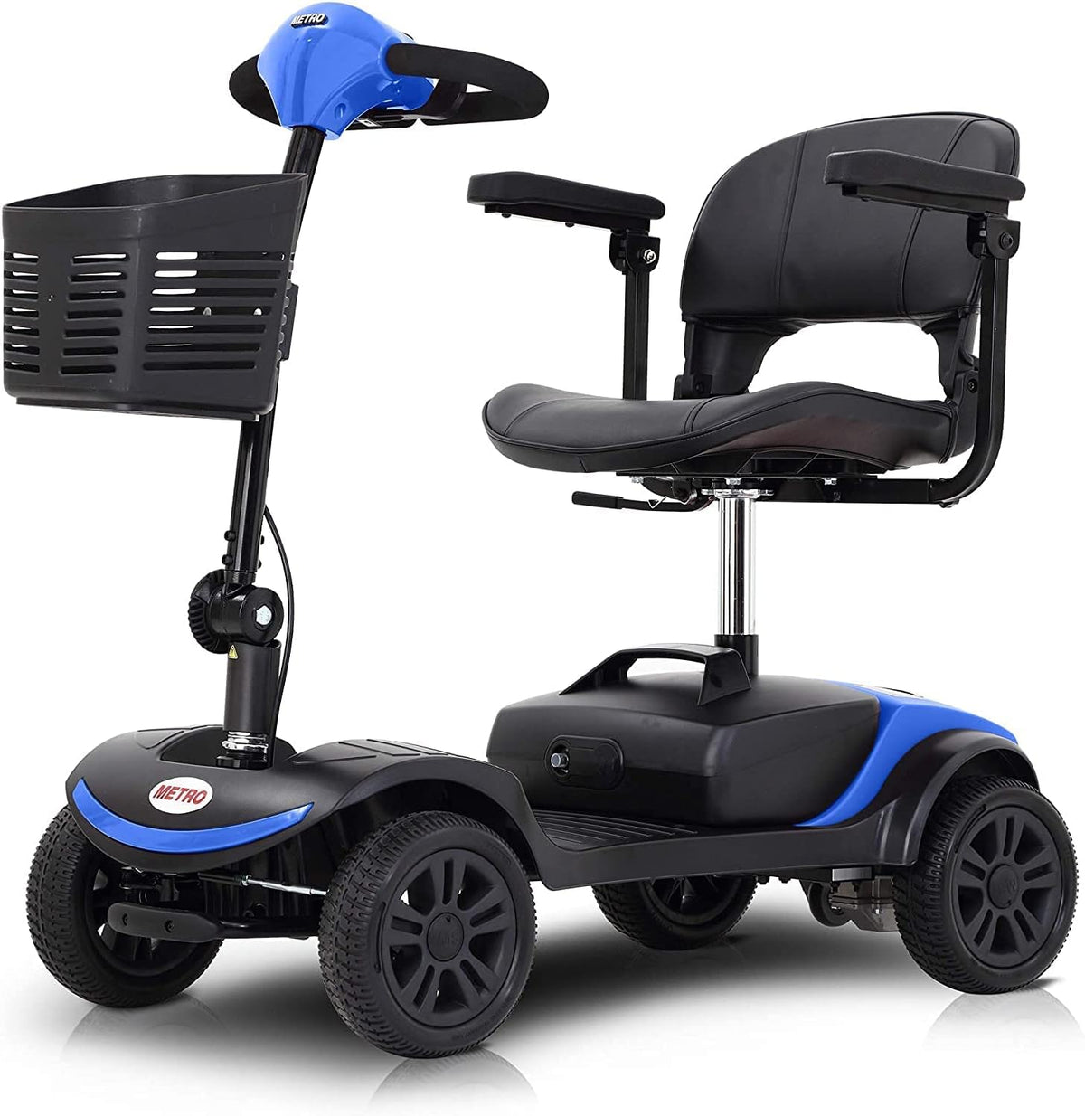 Electric Mobility Scooter for Adults and Seniors 4 Wheel Powered Mobility Scooters for Travel, Elderly - Long Range Power Extended Battery with Charger and Basket Included
