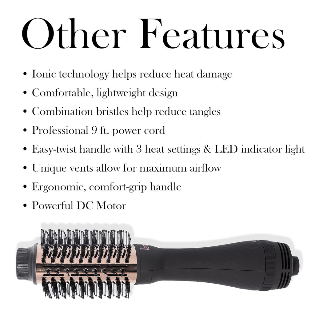 L'ANGE HAIR Le Volume 2-in-1 Titanium Brush Dryer Black | 75MM Hot Air Blow Dryer Brush in One with Oval Barrel | Hair Styler for Smooth, Frizz-Free Results for All Hair Types