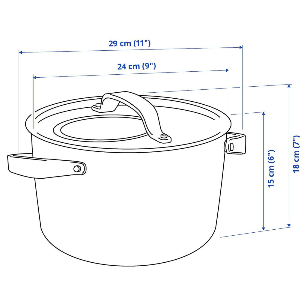 IKEA - SENSUELL Pot with Lid, Stainless Steel/Gray, 5.8 qt