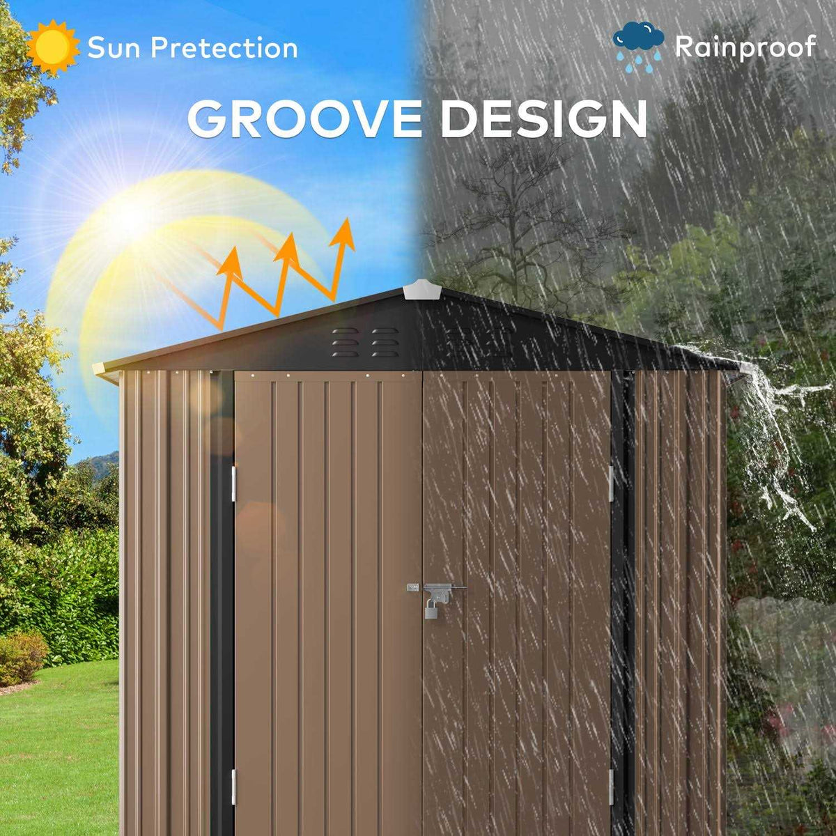 Lofka 6 x 4 FT Outdoor Shed for Storage Metal Garden Shed with Double Lockable Doors