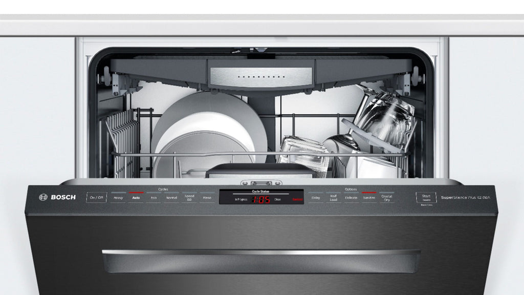 Bosch - 800 Series 24 Top Control Built-In Dishwasher with CrystalDry, Stainless Steel Tub, 3rd Rack, 42 dBa - Black stainless steel