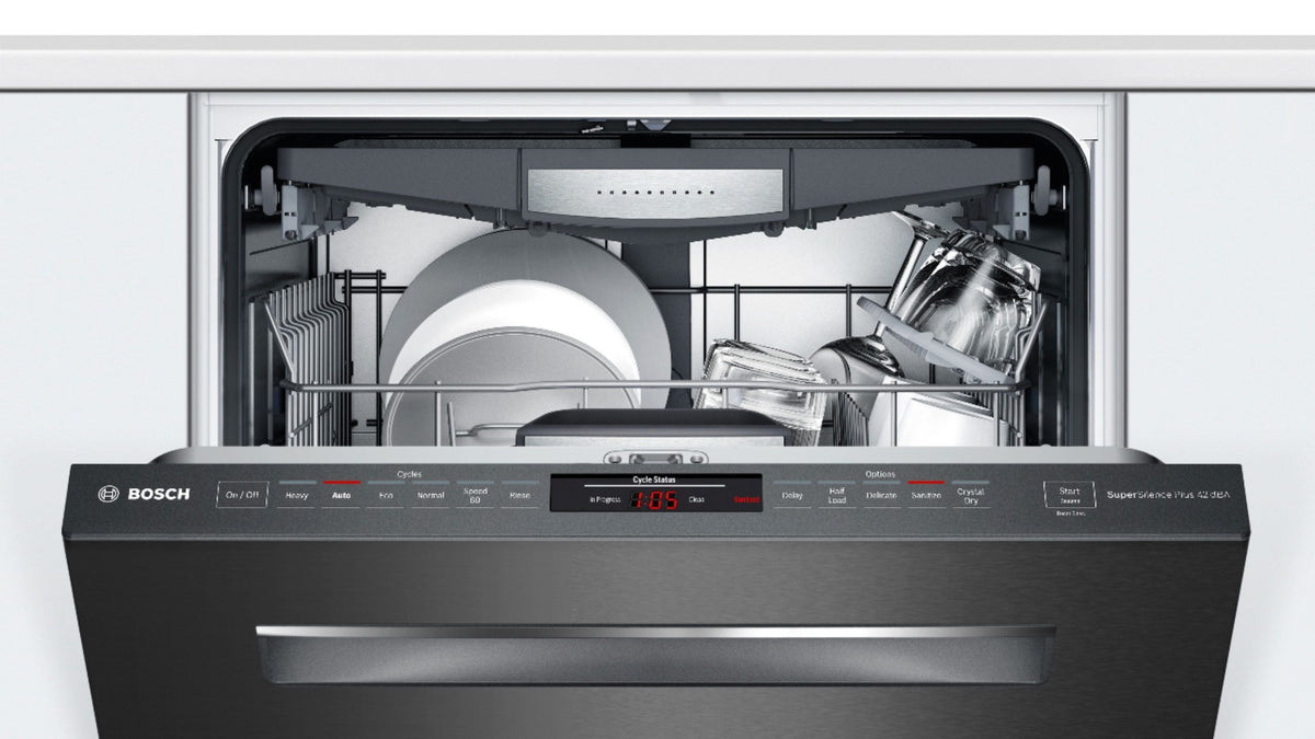 Bosch - 800 Series 24 Top Control Built-In Dishwasher with CrystalDry, Stainless Steel Tub, 3rd Rack, 42 dBa - Black stainless steel