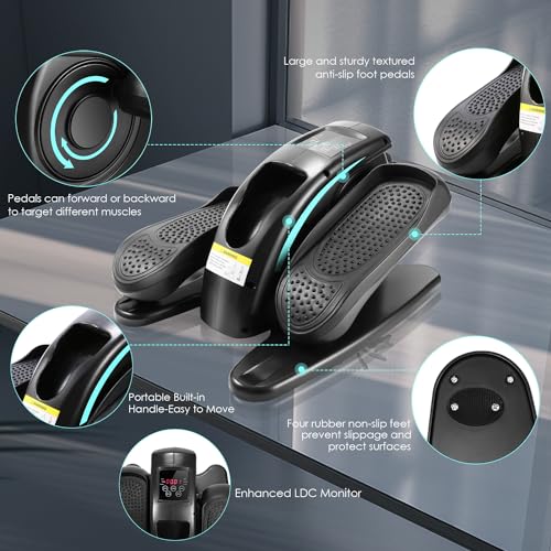 ANCHEER Under Desk Elliptical Machine - Quiet Pedal Exerciser for Seniors, Office & Home, Low-Impact Seated Leg Workout Equipment, Smart LCD Display, Remote Control