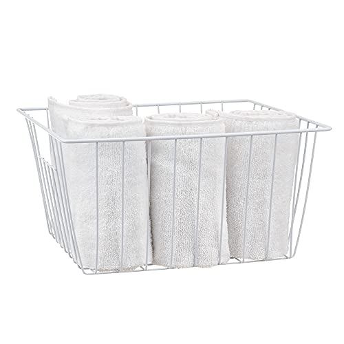 Freezer Wire Baskets, Kitchen Storage Organizer Bins for Chest and Upright Freezer, Refrigerator Dividers Containers with Handles - Pearl White (3)