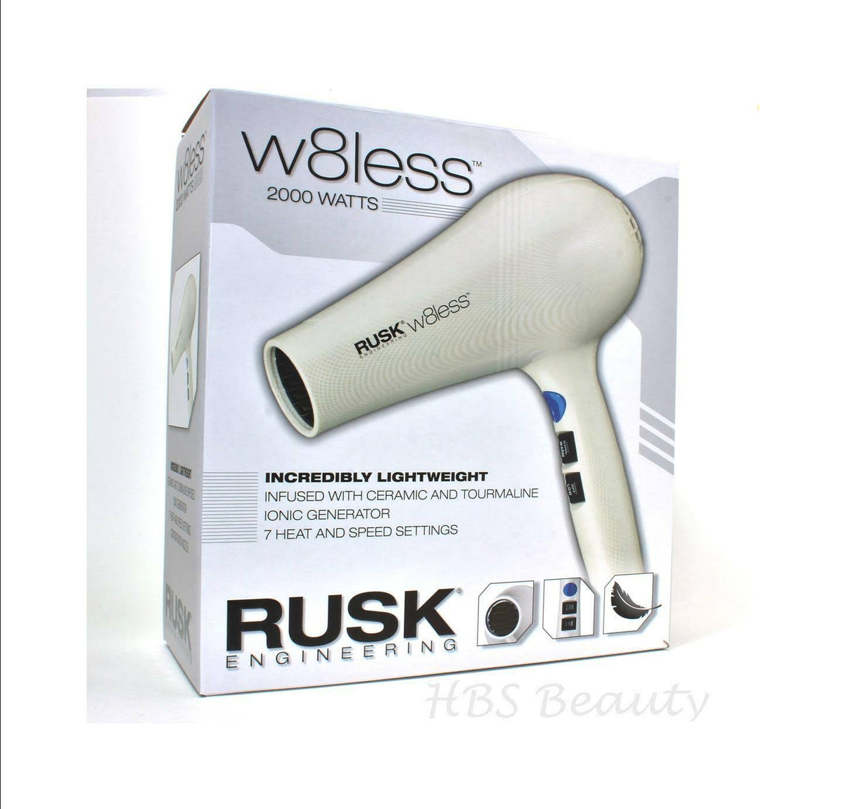 Rusk W8less Hair Dryer 2000 Watts, Very Lightweight - New