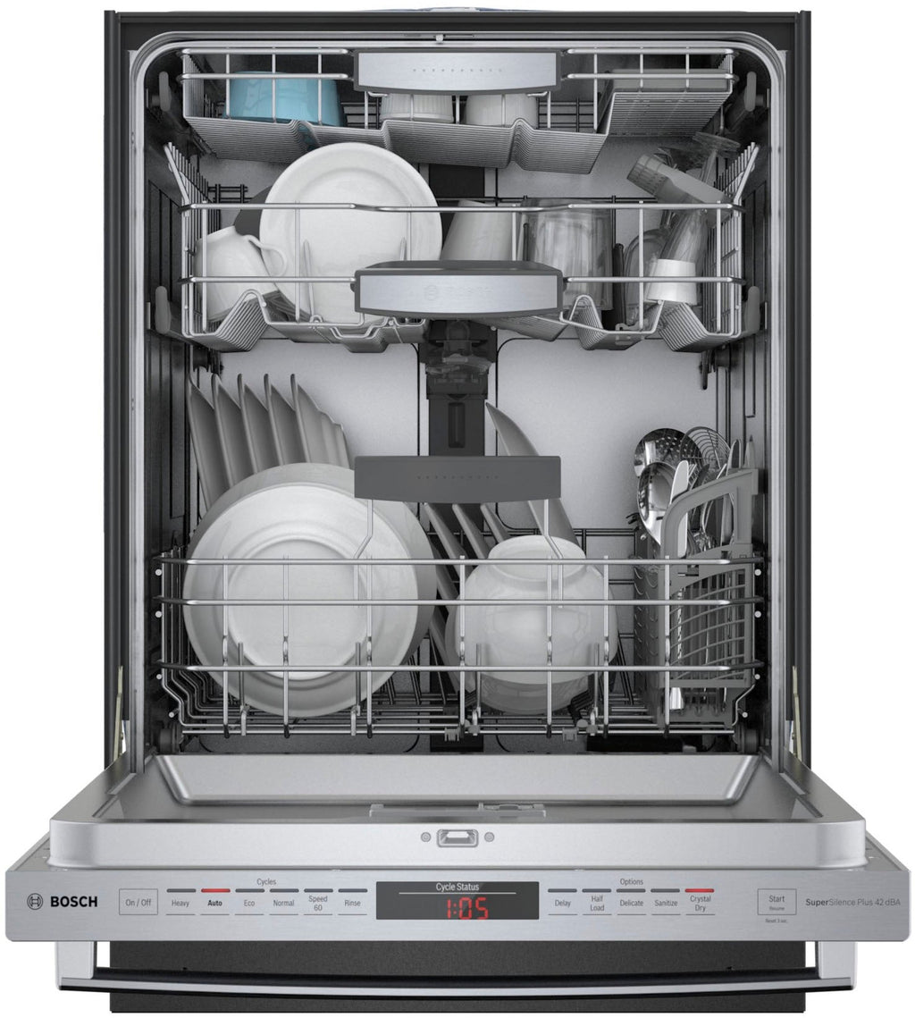 Bosch - 800 Series 24 Top Control Built-In Dishwasher with CrystalDry, Stainless Steel Tub, 3rd Rack, 40 dBa - Stainless steel