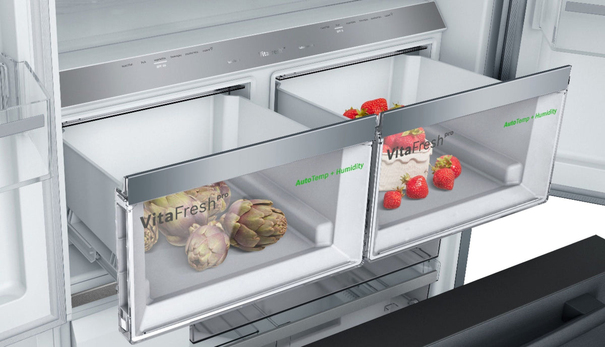 Bosch - 800 Series 21 Cu. Ft. French Door Counter-Depth Smart Refrigerator - Black stainless steel