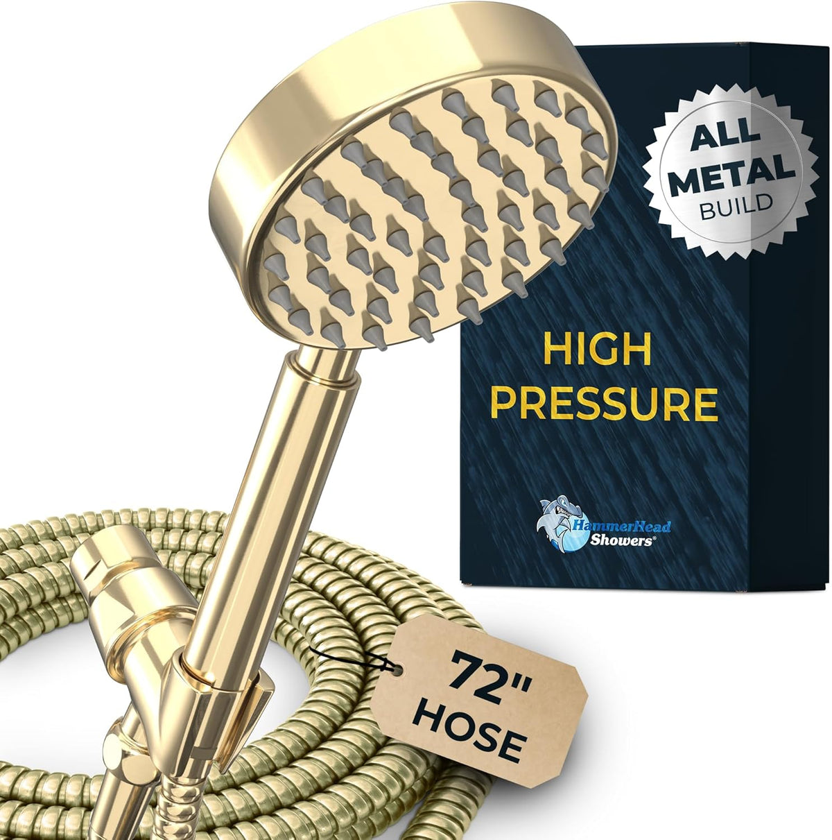 HammerHead Showers? Solid Metal LOW FLOW Handheld Shower Head with Hose and Brass Holder - OIL RUBBED BRONZE ?C Water Saving 1.75 GPM Detachable Shower Head - Adjustable Shower Wand Bracket & 6ft Hose