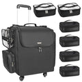 Relavel Rolling Makeup Train Case, Hairstylist Traveling Bag with 4 Wheels, Heat Insulation Full Layer, Adjustable Dividers, Hair Tools and Cosmetics Storage Organizer Trolley Suitcase Makeup Cart