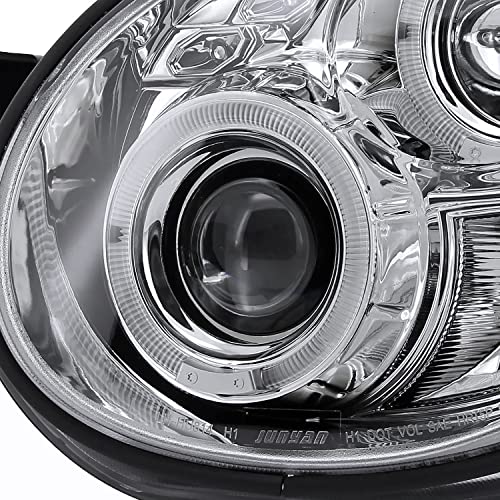 SPEC-D TUNING Dual Halo LED Projector Headlights Glossy Black Housing Smoke Lens Compatible with 2002-2003 Subaru Impreza, Left + Right Pair Headlamps Assembly