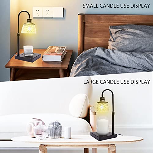 Candle Warmer Lamp, Auto Shut Off with Timer Control, Brightness Heat Level Control with Dimmable Switch, Height Adjustable Top-Down Candle Melting with 2 Bulbs(Black)