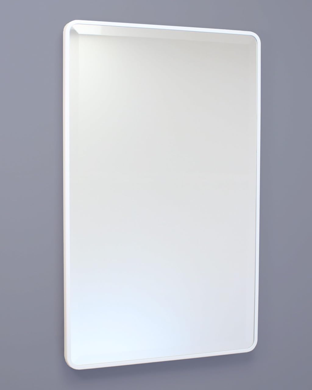 16x20 Austin Farmhouse Metal Framed Rounded Rectangle Recessed Bathroom Medicine Cabinet, Beveled Mirror, 14x18 in-Wall Opening, powder-coated Steel, Glass Shelves, Magnet Close, Brushed Nickel
