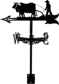 Decorative Wind Vane, Metal Weathervane with Roof Mount Retro Farmer Farmland Shape Weather Vane Garden Creative Home Decor Ornament Weathercock Wind Direction Indicator for Farm Yard