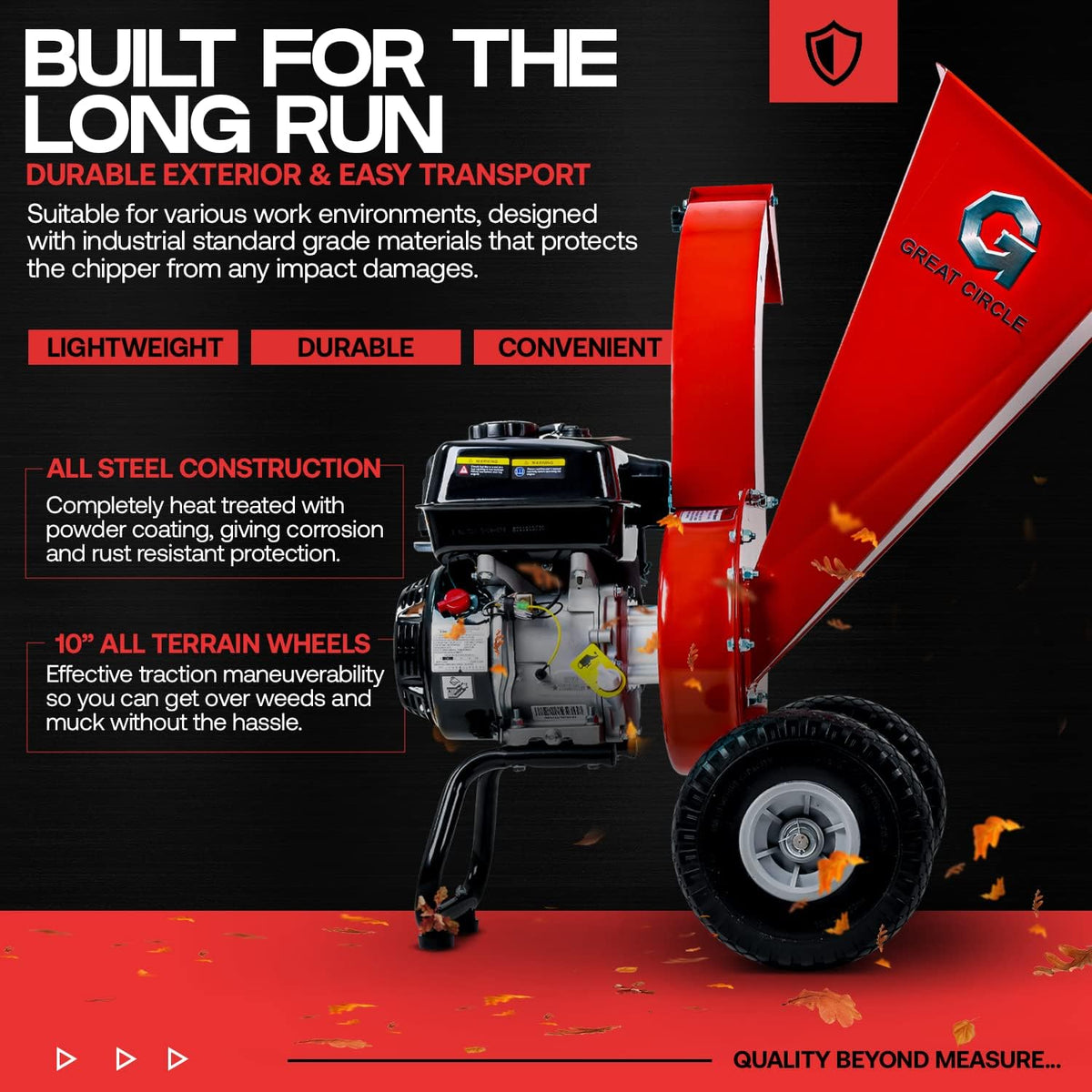 GreatCircleUSA Mini Wood Chipper Shredder Mulcher Ultra Duty 7 HP Gas Powered 3 Inch Max Wood Capacity EPA/CARB Certified Aids in Fire Prevention and Building Firebreaks