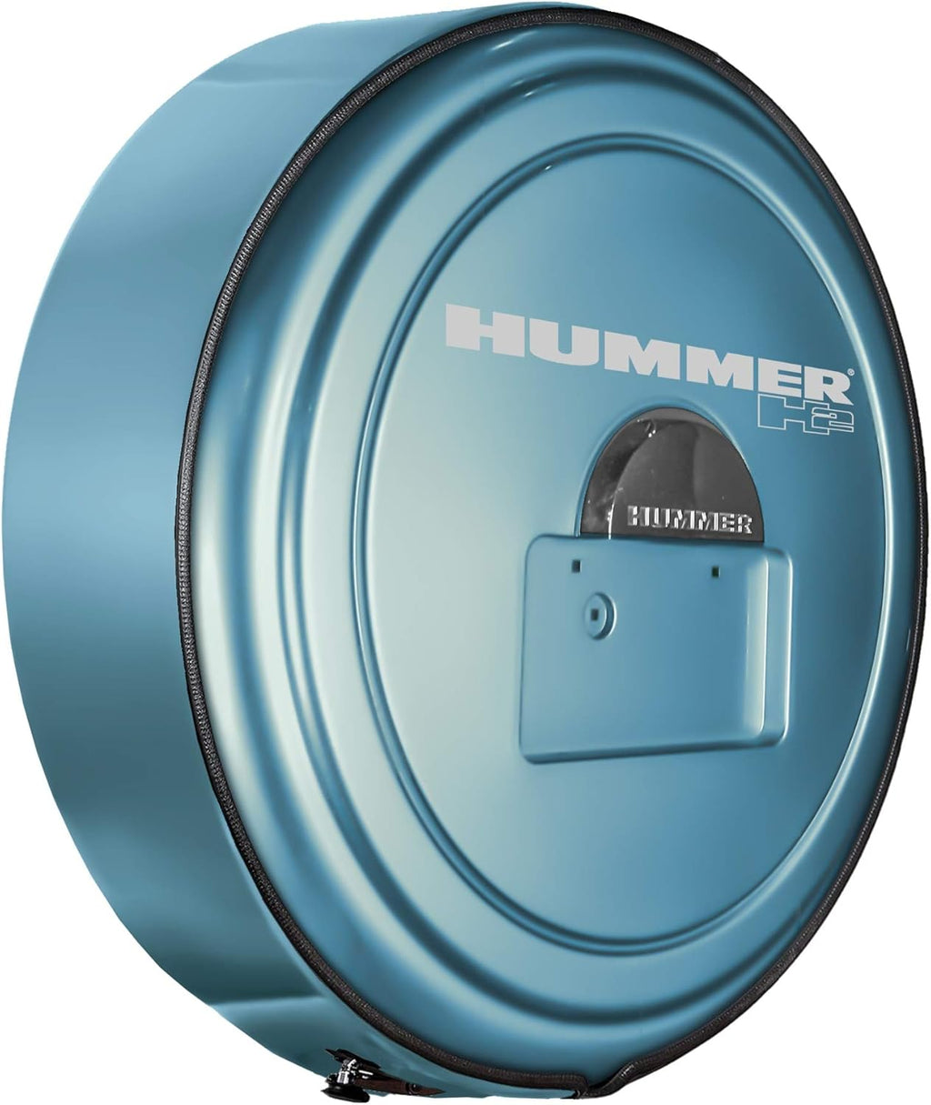 Boomerang Hummer H2 (05-10) - Color Matched MasterSeries Hard Tire Cover - (Color Matched Plastic Face & Stainless Steel Ring) - Hummer H2 Logo - Pewter Metallic