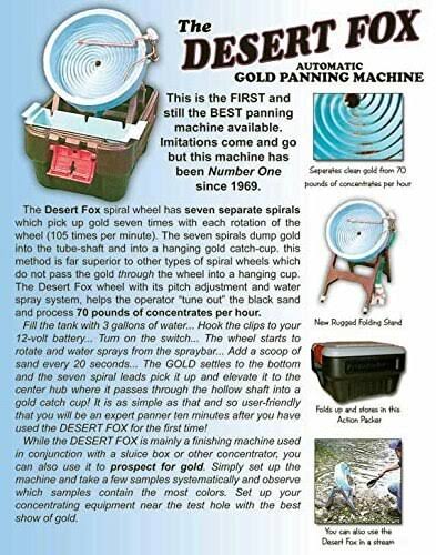 Desert Fox Automatic Gold Panning Machine - Variable Speed - Blue Spiral Wheel - Desert Gold Mining Equipment